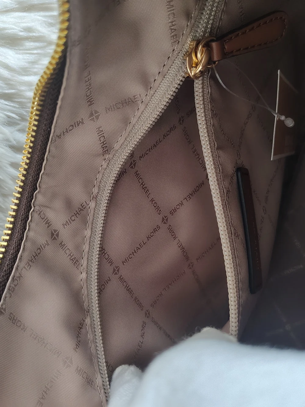 Michael Kors Nayla Brown Monogram Shlder Hobo with Wallet Set NWT
